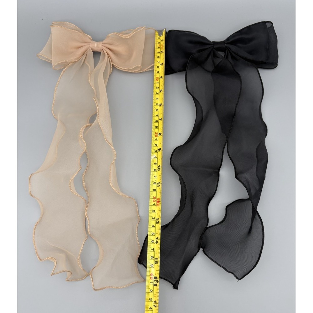 Lot of 3 Hair Accessories Large Chifton Bows & Head Scarf Vintage Women's‎ - Picture 4 of 12